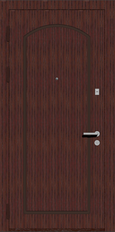 Классическая входная дверь с отделкой шпон 8017 черная патина и фрезеровкой B1
